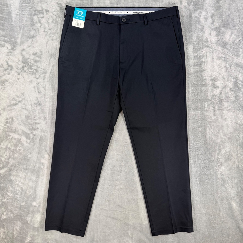 New Haggar Straight Fit Dress Pants Men's Size 38x30 Black Trousers